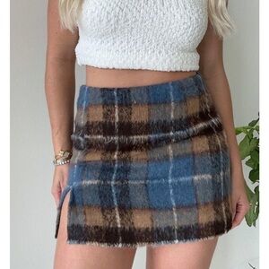 Plaid Blue and Brown Women's Skirt